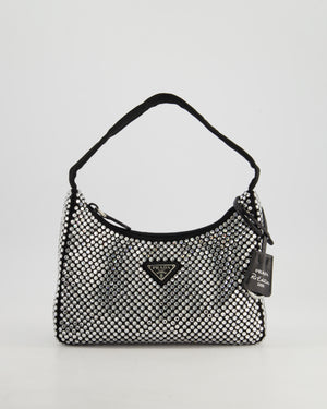 Prada Re-Edition 2000 Black Hobo Bag with Mirrored Sequin Embellishment