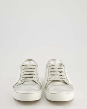 Chanel White and Silver Trainers with CC Logo Size EU 37.5