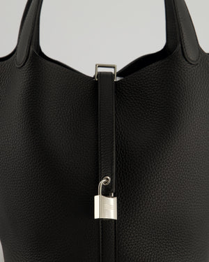 *HOT* Hermès Picotin Lock Bag 22cm in Noir Clemence Leather with Palladium Hardware
