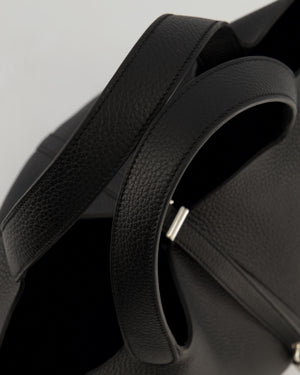 *HOT* Hermès Picotin Lock Bag 22cm in Noir Clemence Leather with Palladium Hardware