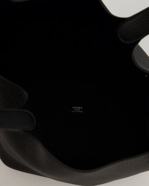 *HOT* Hermès Picotin Lock Bag 22cm in Noir Clemence Leather with Palladium Hardware