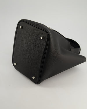 *HOT* Hermès Picotin Lock Bag 22cm in Noir Clemence Leather with Palladium Hardware