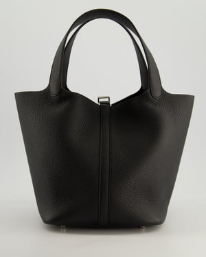 *HOT* Hermès Picotin Lock Bag 22cm in Noir Clemence Leather with Palladium Hardware