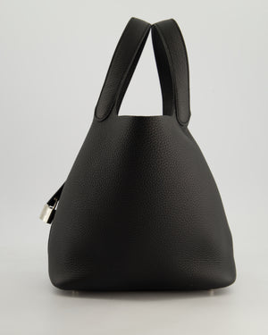 *HOT* Hermès Picotin Lock Bag 22cm in Noir Clemence Leather with Palladium Hardware