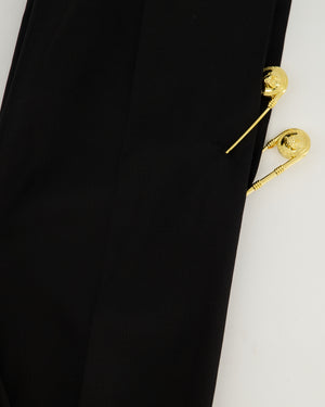 Versace Black Tailored Trousers with Gold Medusa Safety Pin Details Size IT 38 (UK 6)