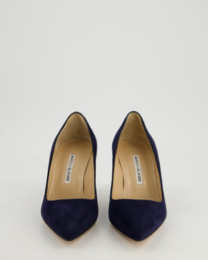 Manolo Blahnik Navy BB Pointed Suede Heels Size EU 36.5