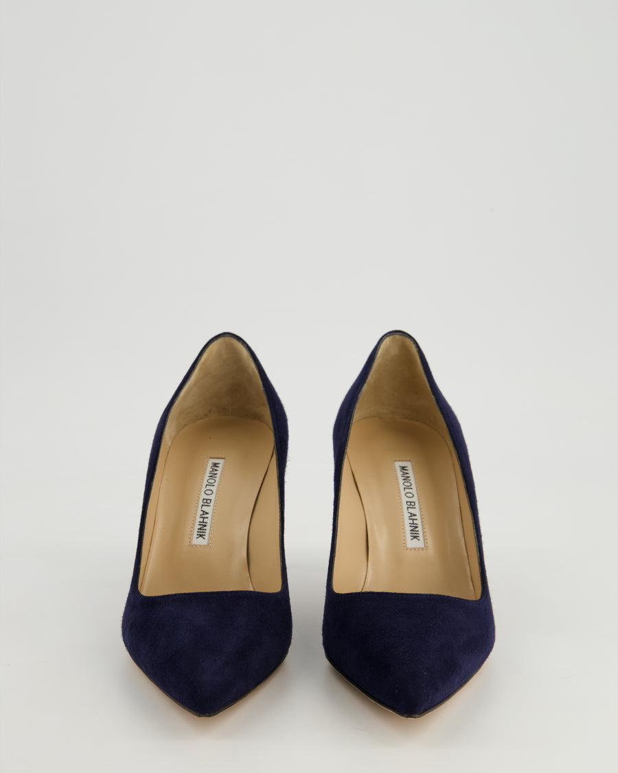 Manolo Blahnik Navy BB Pointed Suede Heels Size EU 36.5