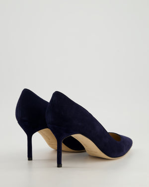 Manolo Blahnik Navy BB Pointed Suede Heels Size EU 36.5