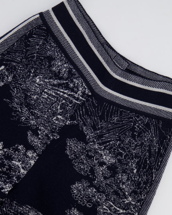 Christian Dior Navy Toile De Jouy Cashmere Trousers with Logo Detail Size FR 34 (UK 6)