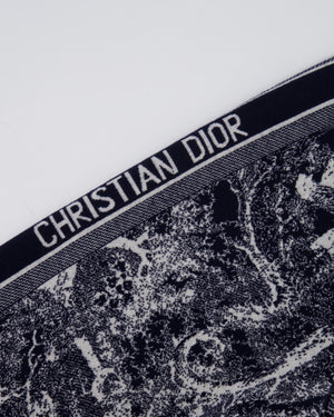 Christian Dior Navy Toile De Jouy Cashmere Trousers with Logo Detail Size FR 34 (UK 6)