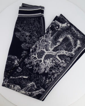 Christian Dior Navy Toile De Jouy Cashmere Trousers with Logo Detail Size FR 34 (UK 6)