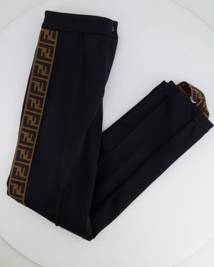 Fendi Black Ski Trousers with Brown FF Logo Detail Size IT 38 (UK 6) RRP £1,000
