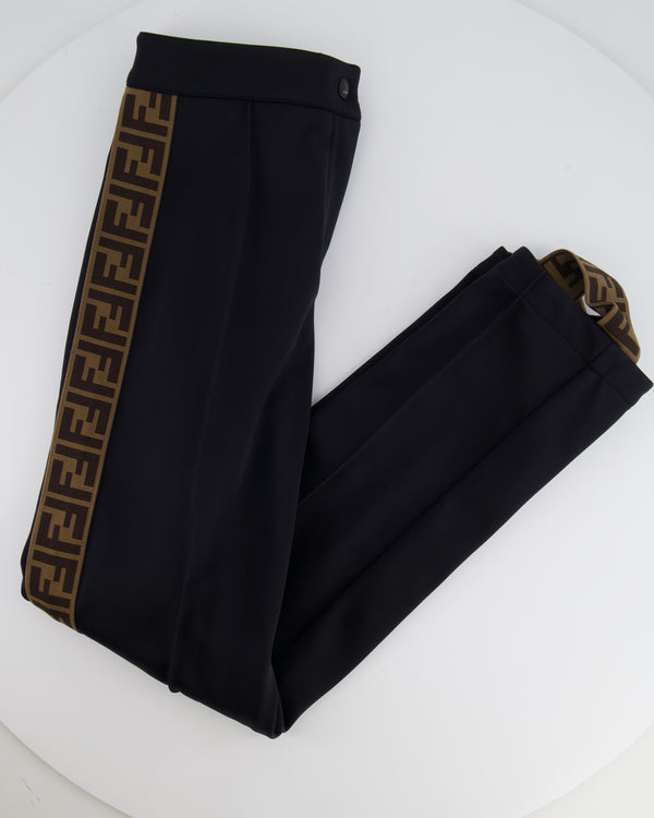 Fendi Black Ski Trousers with Brown FF Logo Detail Size IT 38 (UK 6) RRP £1,000