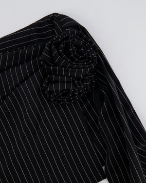 Magda Butrym Black Striped Mini Skirt with Rose Appliqué Detail Size FR 34 (UK 6) RRP £700