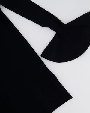 Valentino Black Long Sleeve Ribbed Top with Sleeve Details Size XS (UK 6)