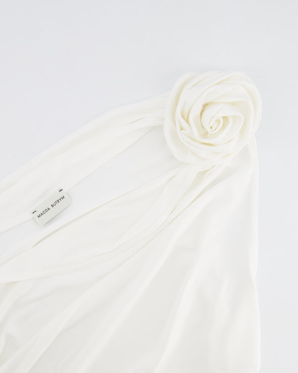 Magda Butrym White One Shoulder Top with Rose Appliqué Details Size FR 36 (UK 8) RRP £695