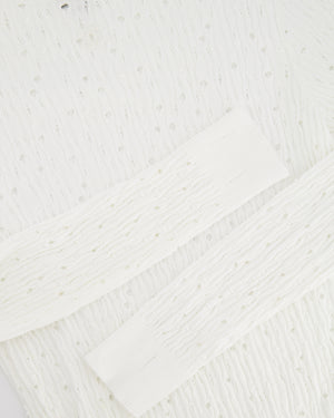 Chanel 22C White Perforated High Neck Jumper with CC Logo Detail Size FR 34 (UK 6) RRP £1,900