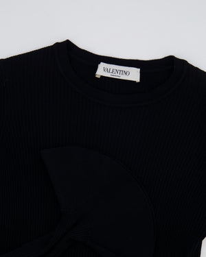 Valentino Black Long Sleeve Ribbed Top with Sleeve Details Size XS (UK 6)