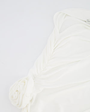 Magda Butrym White One Shoulder Top with Rose Appliqué Details Size FR 36 (UK 8) RRP £695