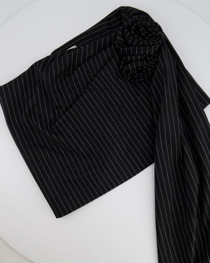 Magda Butrym Black Striped Mini Skirt with Rose Appliqué Detail Size FR 34 (UK 6) RRP £700