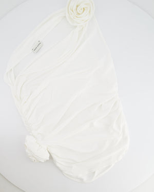 Magda Butrym White One Shoulder Top with Rose Appliqué Details Size FR 36 (UK 8) RRP £695