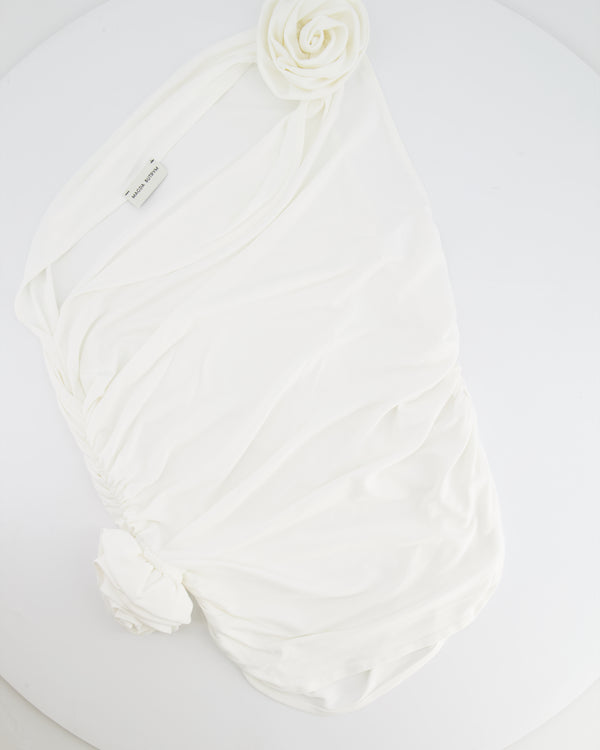 Magda Butrym White One Shoulder Top with Rose Appliqué Details Size FR 36 (UK 8) RRP £695
