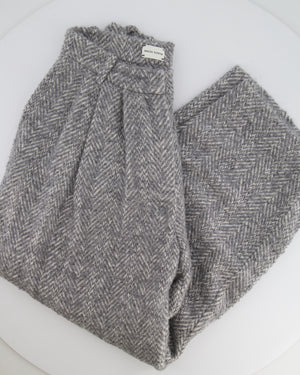 Magda Butrym Grey High-Rise Wool Trousers Size FR 34 (UK 6) RRP £1,030
