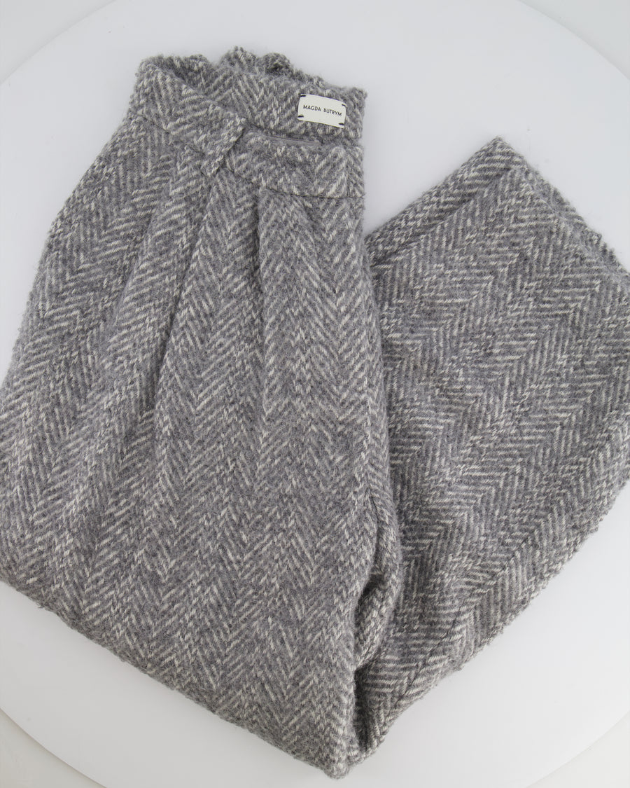 Magda Butrym Grey High-Rise Wool Trousers Size FR 34 (UK 6) RRP £1,030
