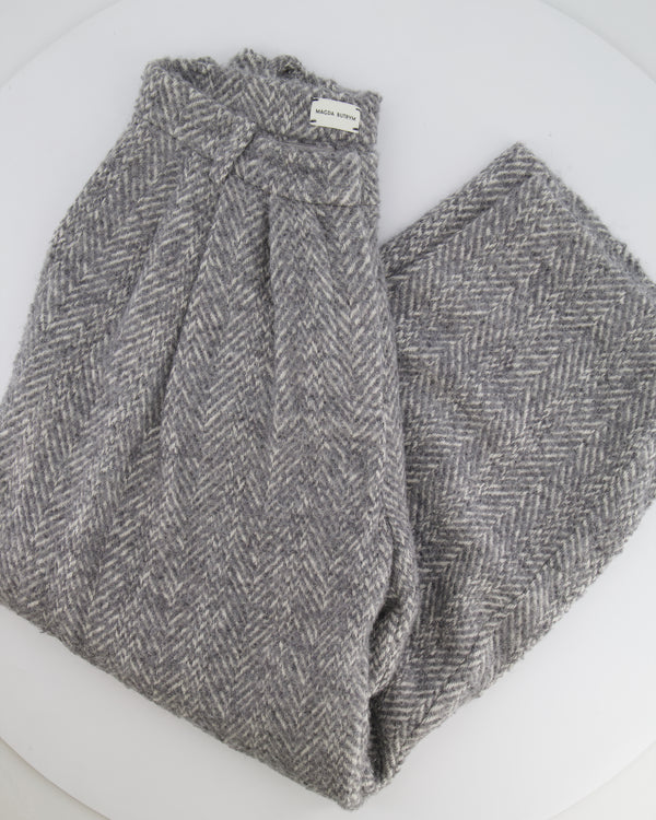 Magda Butrym Grey High-Rise Wool Trousers Size FR 34 (UK 6) RRP £1,030