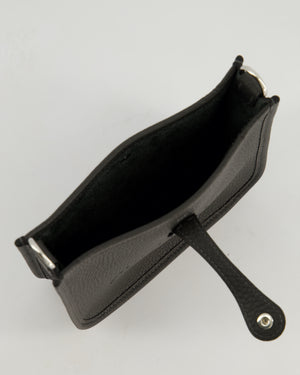 Hermès Mini Evelyne 16 Bag in Dark Bronze Amazone Clemence Leather with Palladium Hardware with Noir and Vert Mili Strap