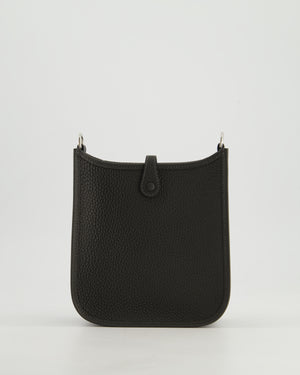Hermès Mini Evelyne 16 Bag in Dark Bronze Amazone Clemence Leather with Palladium Hardware with Noir and Vert Mili Strap