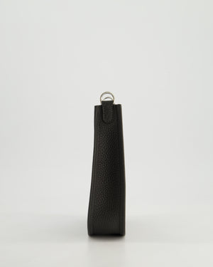 Hermès Mini Evelyne 16 Bag in Dark Bronze Amazone Clemence Leather with Palladium Hardware with Noir and Vert Mili Strap