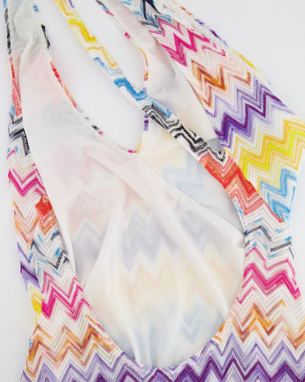 Missoni Multicolour Asymmetric Zigzag One-Piece Swimsuit Size IT 40 (UK 8) RRP £430