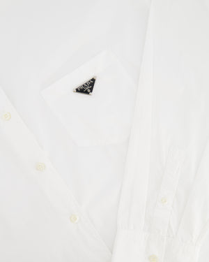 Prada White Long Sleeve Shirt With Logo Plaque Detail Size IT 40 (UK 8) RRP £900