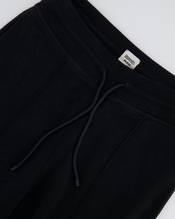 Hermès Black Cotton and Silk Trousers with Back Logo Detailing Size FR 34 (UK 6)