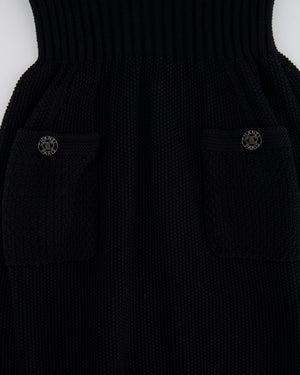 Chanel 20S Black Silk Knit Sleeveless Mini Dress with Silver CC Logo Details Size FR 34 (UK 6) RRP £2,500