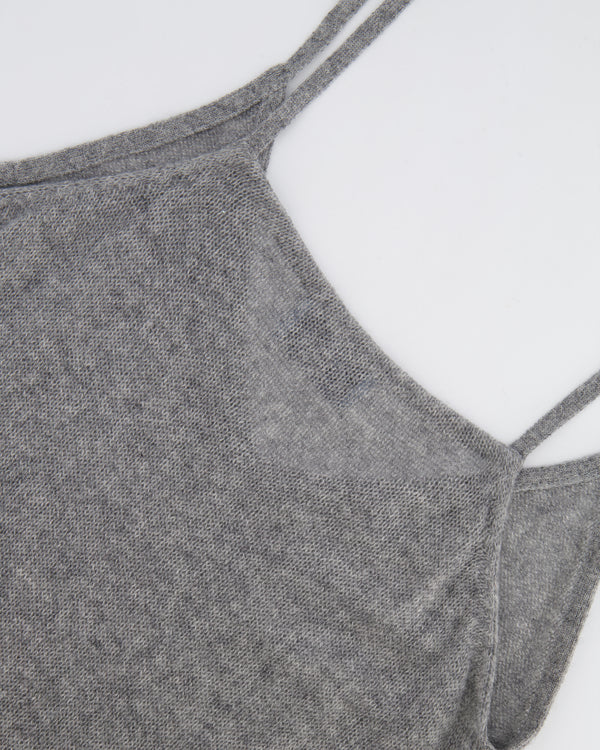 Prada Grey Cashmere Sleeveless Midi Dress with Black Lace Trim Detail Size IT 36 (UK 4)
