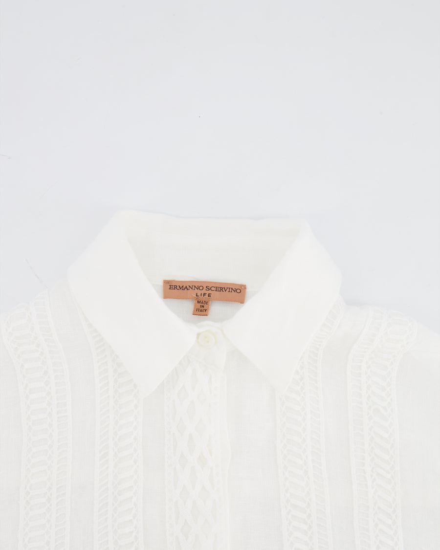 Ermanno Scervino Life White Two-Piece Linen Shirt and Shorts Set Size IT 38 (UK 6)