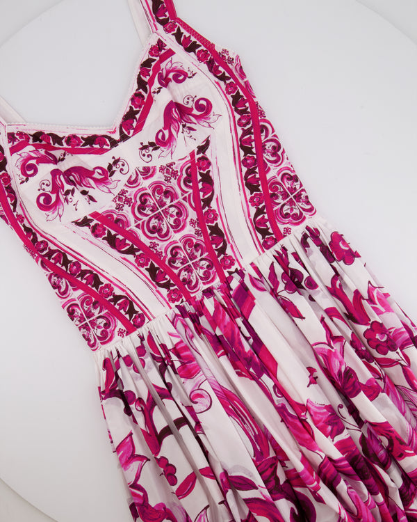 Dolce & Gabbana White and Pink Printed Sleeveless Maxi Dress Size IT 38 (UK 6)
