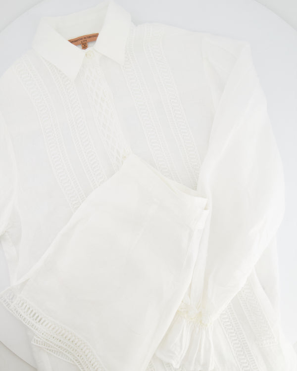 Ermanno Scervino Life White Two-Piece Linen Shirt and Shorts Set Size IT 38 (UK 6)