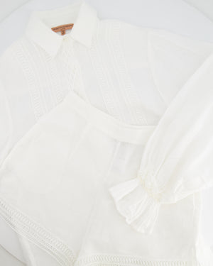 Ermanno Scervino Life White Two-Piece Linen Shirt and Shorts Set Size IT 38 (UK 6)