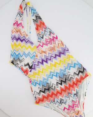 Missoni Multicolour Asymmetric Zigzag One-Piece Swimsuit Size IT 40 (UK 8) RRP £430