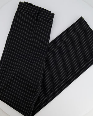Magda Butrym Black Striped Wool Trousers Size FR 34 (UK 6) RRP £700