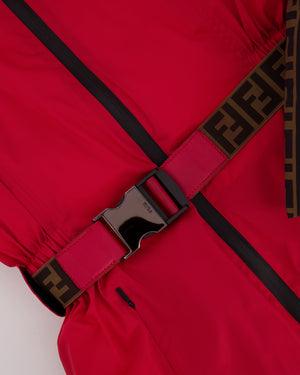 Fendi Red and Brown Reversible Jacket and Trousers Ski Set with Monogram Details Size IT 38 (UK 6)