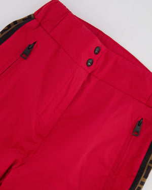 Fendi Red and Brown Reversible Jacket and Trousers Ski Set with Monogram Details Size IT 38 (UK 6)