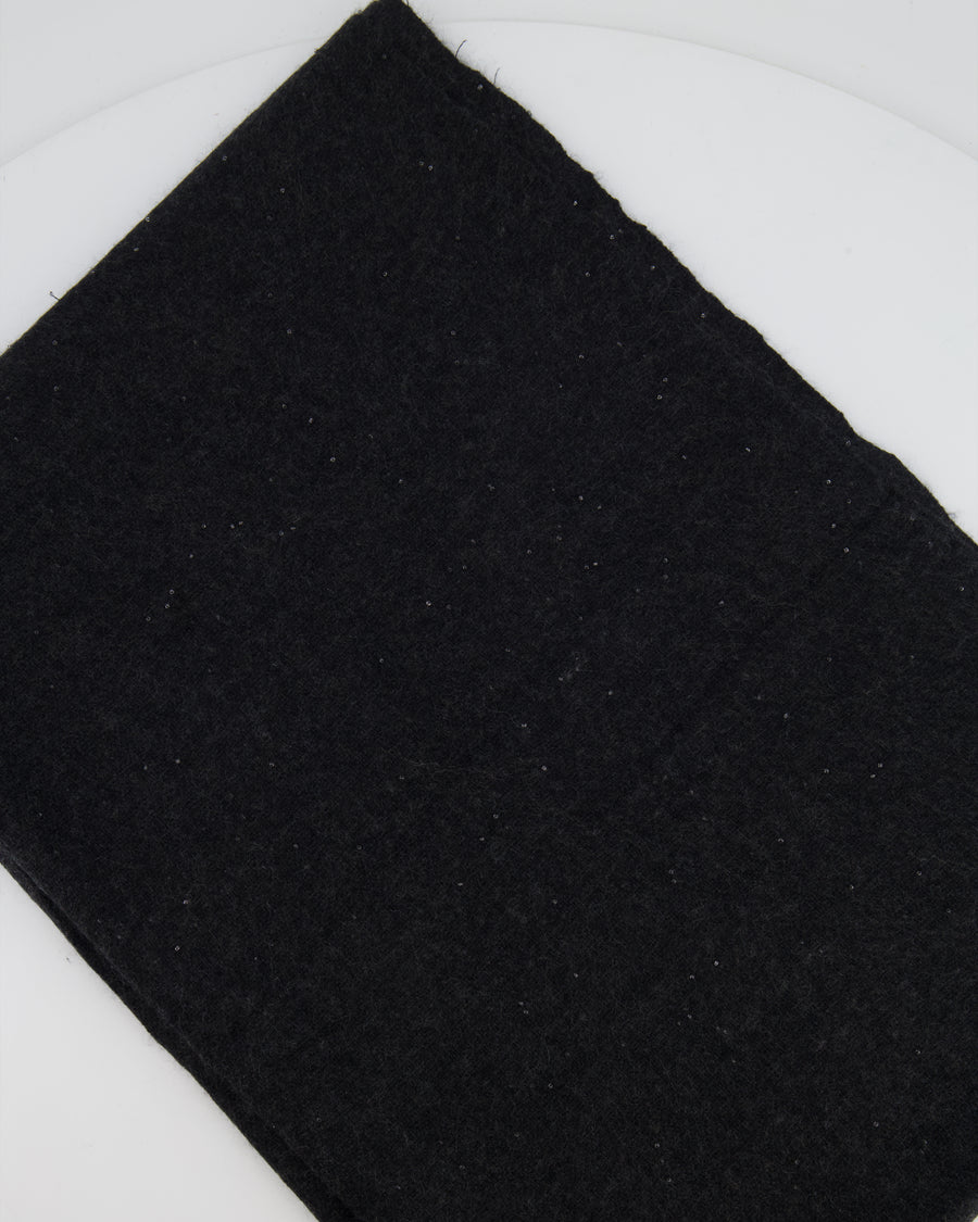 Loro Piana Grey Embellished Cashmere Scarf