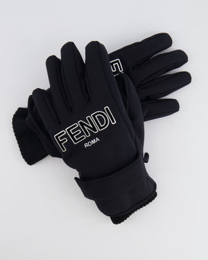 Fendi Black Ski Gloves with White Logo One Size RRP £460