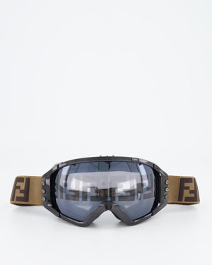 Fendi Brown and Black Ski Goggles with FF Logo Details RRP £570