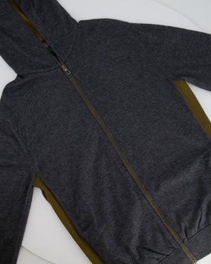 Loro Piana Dark Grey Cashmere Gilet and Jogger Set with Khaki Detail Size S (UK 8)
