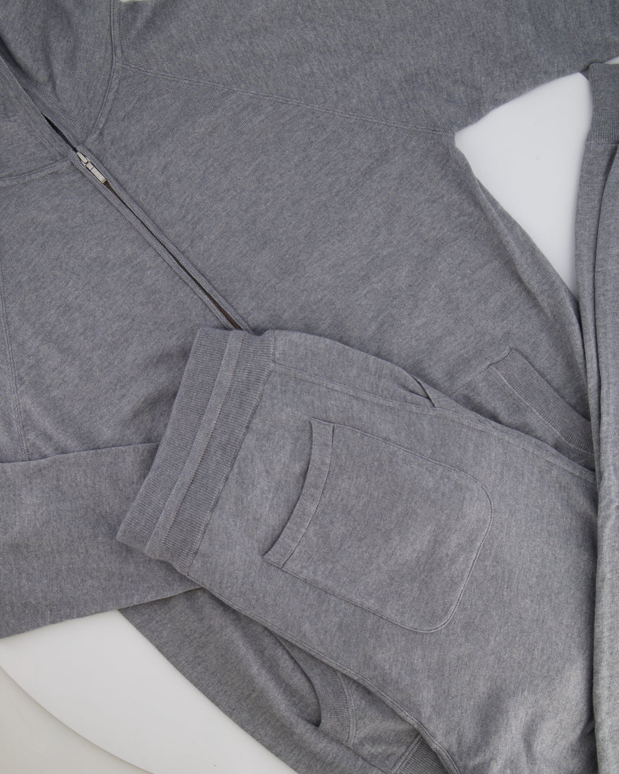 Loro Piana Light Grey Cashmere Gilet and Jogger Set with Orange Detail Size S (UK 8)